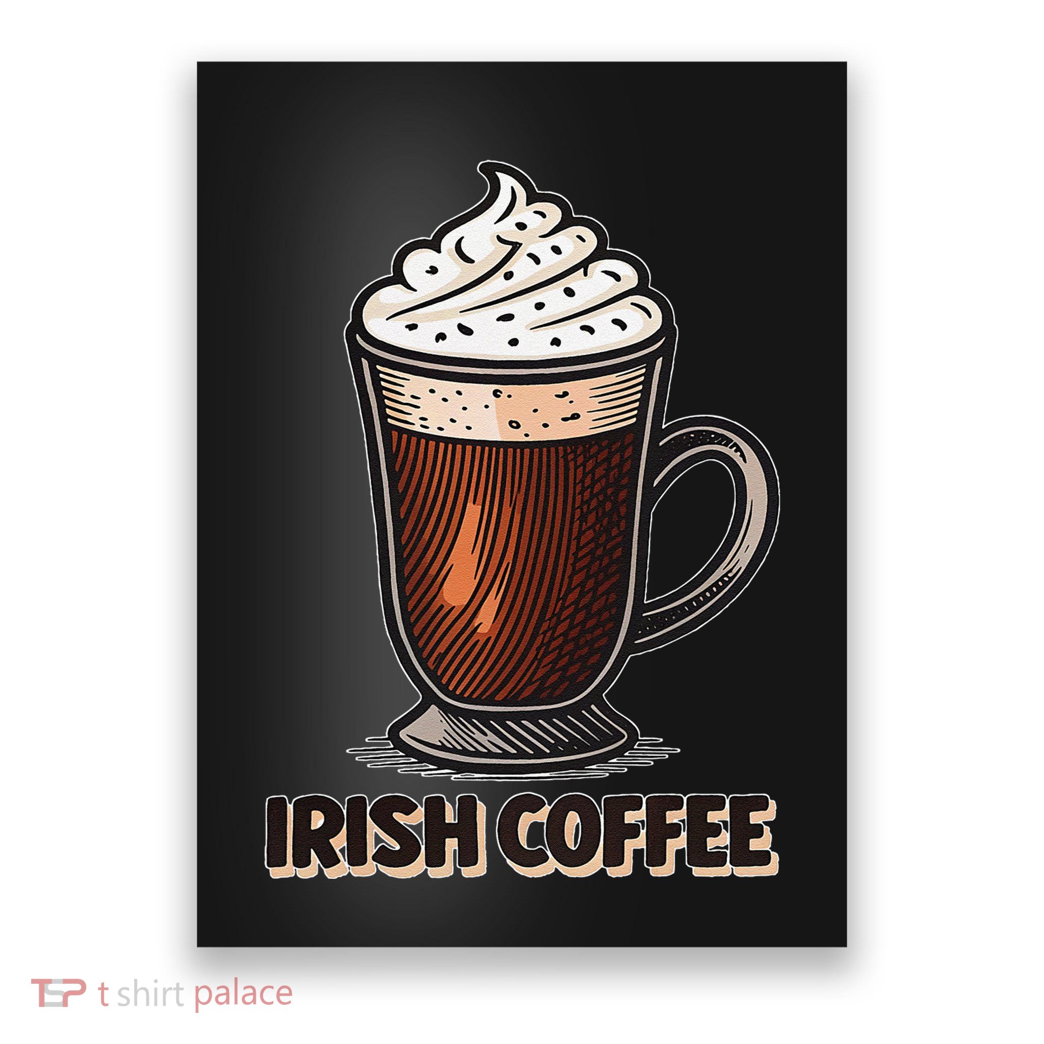 Delightful Irish Coffee Illustration Featuring Whipped Cream Poster