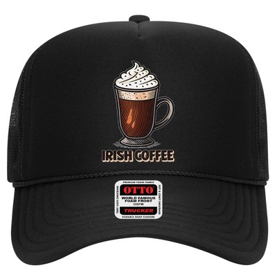 Delightful Irish Coffee Illustration Featuring Whipped Cream Trucker Hat