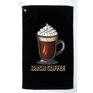 Delightful Irish Coffee Illustration Featuring Whipped Cream Platinum Collection Golf Towel