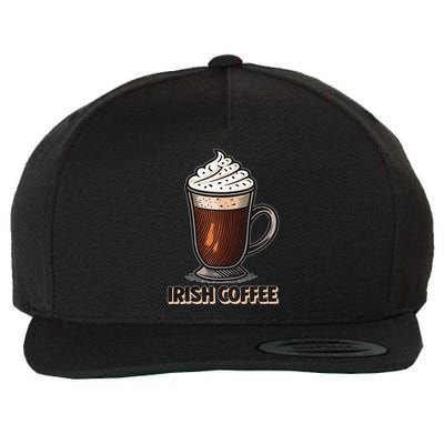 Delightful Irish Coffee Illustration Featuring Whipped Cream Wool Snapback Cap
