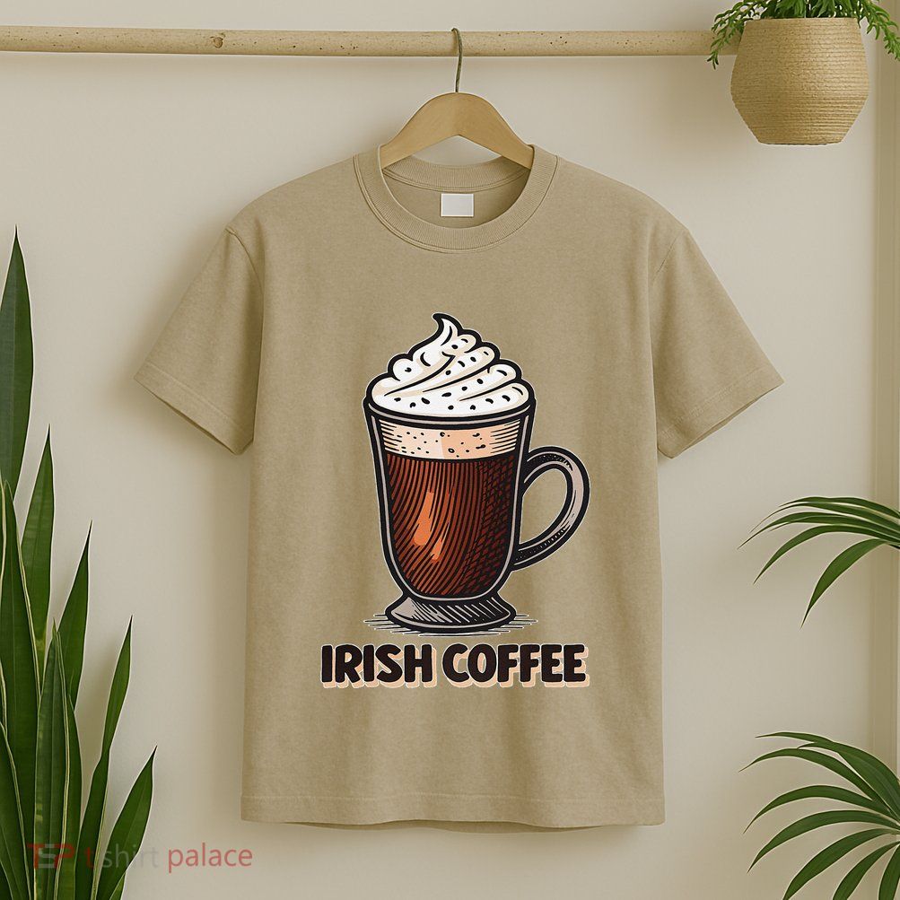 Delightful Irish Coffee Illustration Featuring Whipped Cream T-Shirt