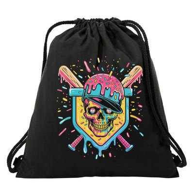 Drip Ice Cream Skull Drawstring Bag