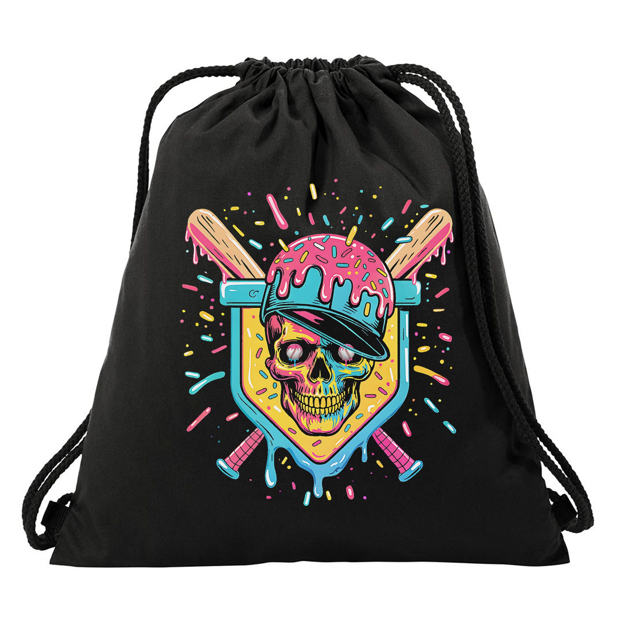 Drip Ice Cream Skull Drawstring Bag