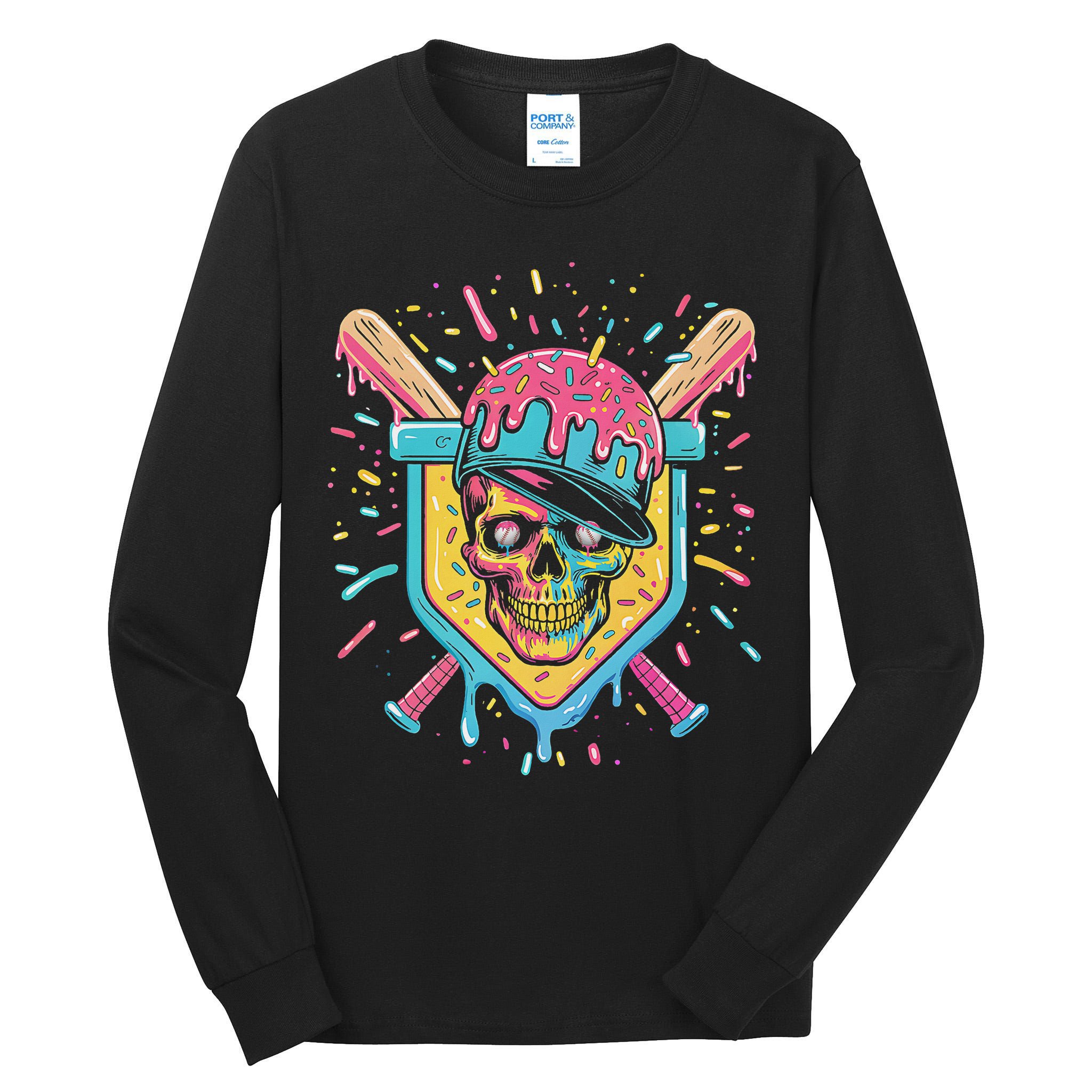 Drip Ice Cream Skull Tall Long Sleeve T-Shirt