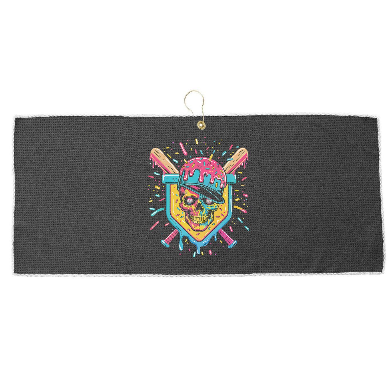 Drip Ice Cream Skull Large Microfiber Waffle Golf Towel