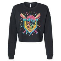 Drip Ice Cream Skull Cropped Pullover Crew