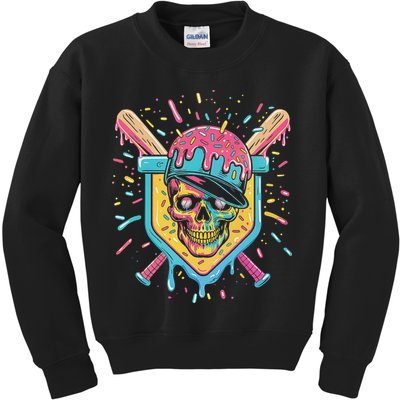 Drip Ice Cream Skull Kids Sweatshirt