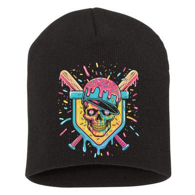 Drip Ice Cream Skull Short Acrylic Beanie