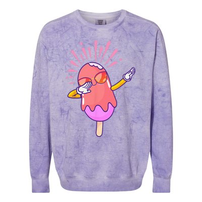 Dabbing Ice Cream Cute Ice Cream Dabbing Popsicle Colorblast Crewneck Sweatshirt