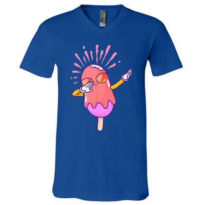 Dabbing Ice Cream Cute Ice Cream Dabbing Popsicle V-Neck T-Shirt