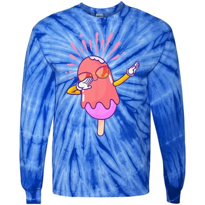 Dabbing Ice Cream Cute Ice Cream Dabbing Popsicle Tie-Dye Long Sleeve Shirt