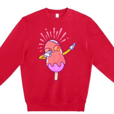 Dabbing Ice Cream Cute Ice Cream Dabbing Popsicle Premium Crewneck Sweatshirt