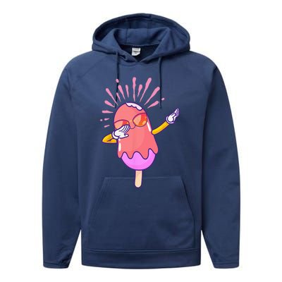 Dabbing Ice Cream Cute Ice Cream Dabbing Popsicle Performance Fleece Hoodie