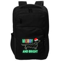 Dachshund In Christmas Lights Santa Hat Merry And Bright Impact Tech Backpack