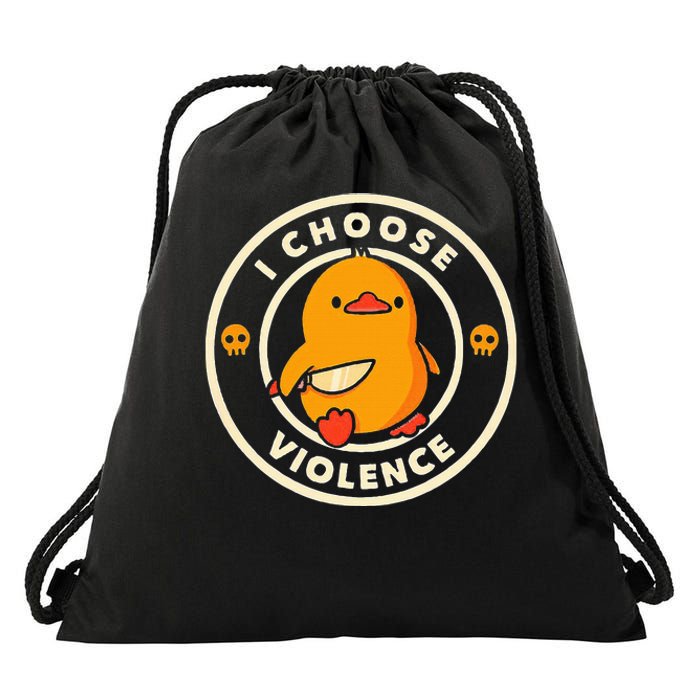 Duck I Choose Violence Drawstring Bag