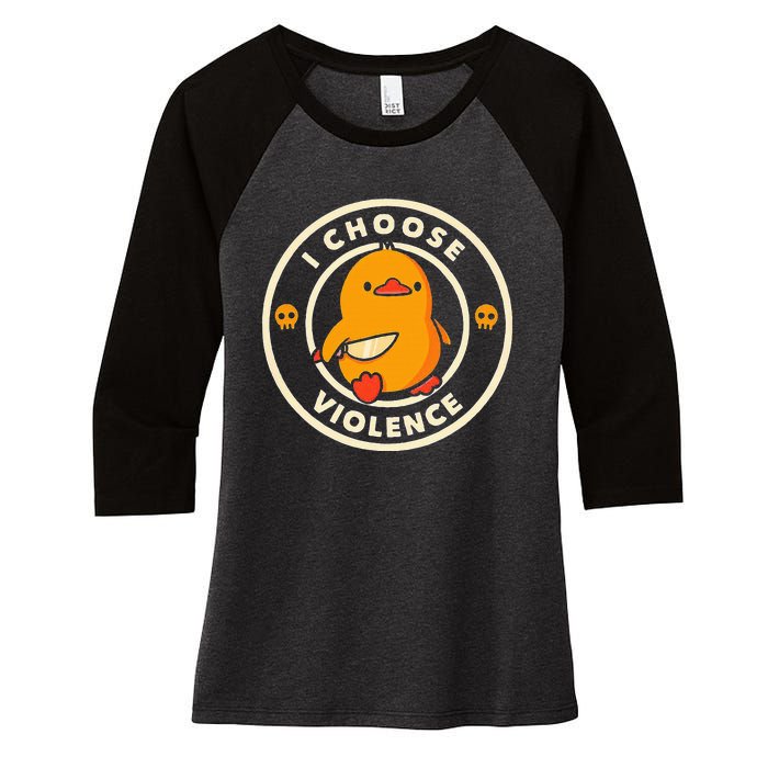 Duck I Choose Violence Women's Tri-Blend 3/4-Sleeve Raglan Shirt