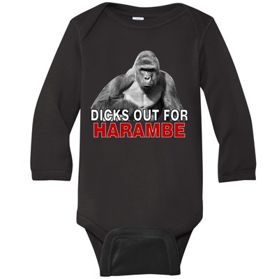 Dicks Out For Harambe Baby Long Sleeve Bodysuit