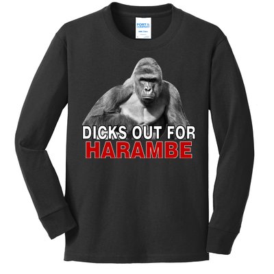 Dicks Out For Harambe Kids Long Sleeve Shirt