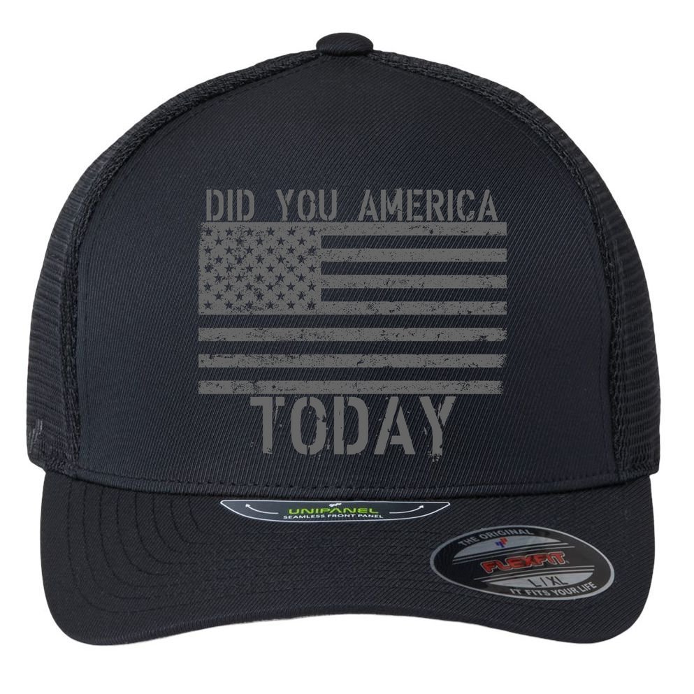 Did You America Today Distressed USA Flag Flexfit Unipanel Trucker Cap