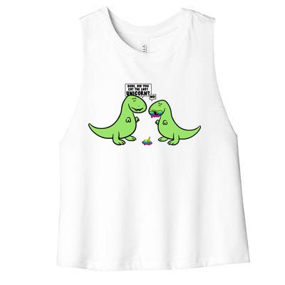 Did You Eat The Last Unicorn? Dinosaur  Women's Racerback Cropped Tank