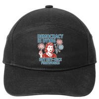 Democracy Is Dying But Hey Nice Fireworks 7-Panel Snapback Hat
