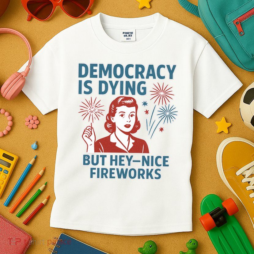 Democracy Is Dying But Hey Nice Fireworks Kids T-Shirt