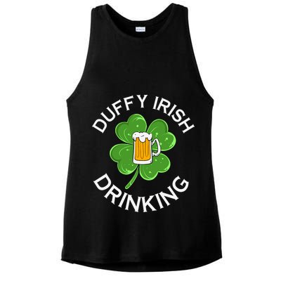 Duffy Irish Drinking Beer St Patricks Day Cute Shamrock Ladies PosiCharge Tri-Blend Wicking Tank
