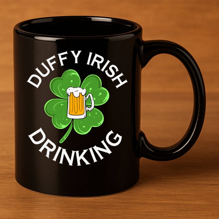 Duffy Irish Drinking Beer St Patricks Day Cute Shamrock 11oz C Handle Ceramic Mug