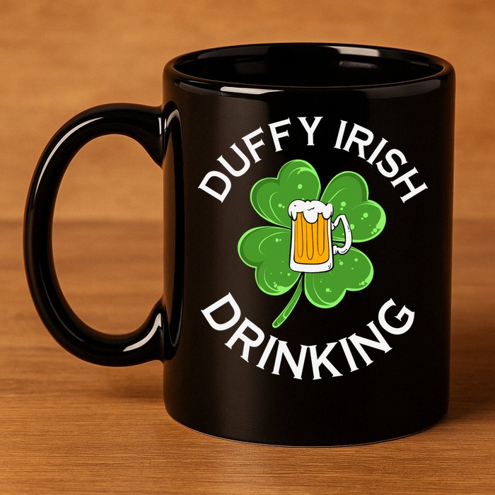 Duffy Irish Drinking Beer St Patricks Day Cute Shamrock 11oz C Handle Ceramic Mug