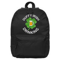 Duffy Irish Drinking Beer St Patricks Day Cute Shamrock 16 in Basic Backpack