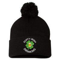 Duffy Irish Drinking Beer St Patricks Day Cute Shamrock Pom Pom 12in Knit Beanie