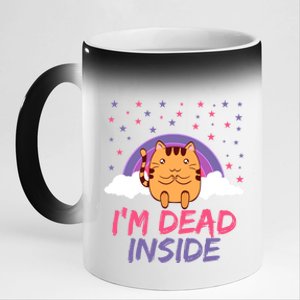 Dead Inside Depression Can Kill Design Funny Cute Cat Great Gift 11oz Black Color Changing Mug