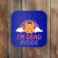 Dead Inside Depression Can Kill Design Funny Cute Cat Great Gift Coaster