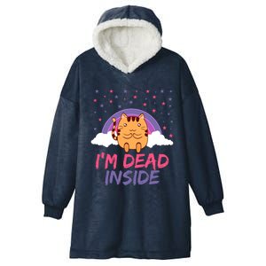 Dead Inside Depression Can Kill Design Funny Cute Cat Great Gift Hooded Wearable Blanket