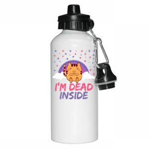 Dead Inside Depression Can Kill Design Funny Cute Cat Great Gift Aluminum Water Bottle