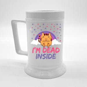 Dead Inside Depression Can Kill Design Funny Cute Cat Great Gift Beer Stein