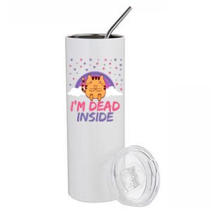 Dead Inside Depression Can Kill Design Funny Cute Cat Great Gift Stainless Steel Tumbler