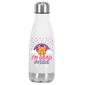 Dead Inside Depression Can Kill Design Funny Cute Cat Great Gift Stainless Steel Insulated Water Bottle