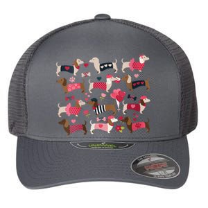 Doxie In Dog Dress Weiner Dachshund Valentines Day Gift Flexfit Unipanel Trucker Cap