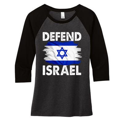 Defend Israel Women's Tri-Blend 3/4-Sleeve Raglan Shirt