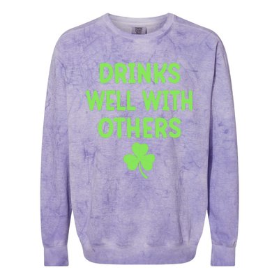 Drinking Irish Drinks Well With Others St Patricks Day Colorblast Crewneck Sweatshirt