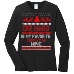 Die Hard Is My Favorite Movie Ugly Christmas Ladies Long Sleeve Shirt