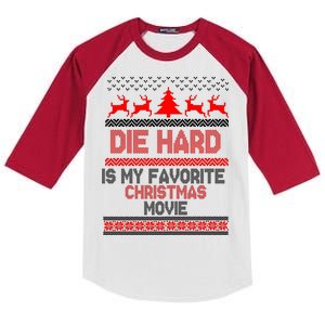 Die Hard Is My Favorite Movie Ugly Christmas Kids Colorblock Raglan Jersey