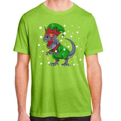 Dinosaur In Elf Costume Christmas Gnome Trex Gift Adult ChromaSoft Performance T-Shirt