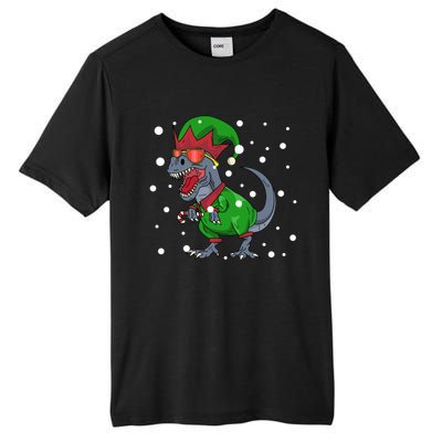 Dinosaur In Elf Costume Christmas Gnome Trex Gift Tall Fusion ChromaSoft Performance T-Shirt