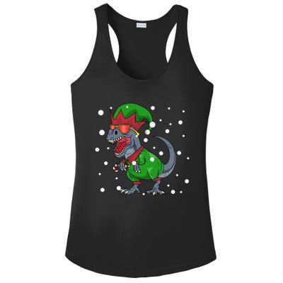 Dinosaur In Elf Costume Christmas Gnome Trex Gift Ladies PosiCharge Competitor Racerback Tank