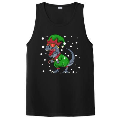 Dinosaur In Elf Costume Christmas Gnome Trex Gift PosiCharge Competitor Tank