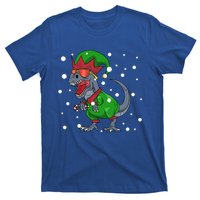 Dinosaur In Elf Costume Christmas Gnome Trex Gift T-Shirt