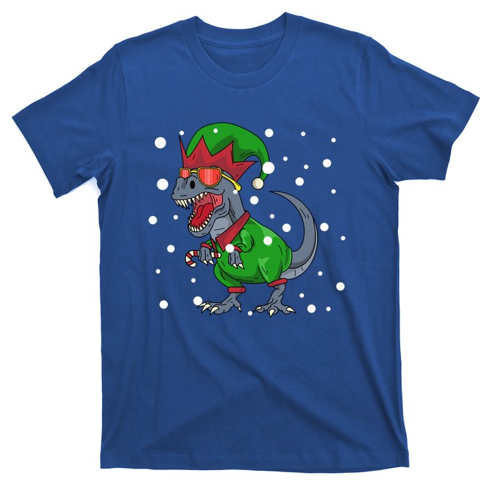 Dinosaur In Elf Costume Christmas Gnome Trex Gift T-Shirt