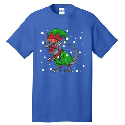 Dinosaur In Elf Costume Christmas Gnome Trex Gift Tall T-Shirt